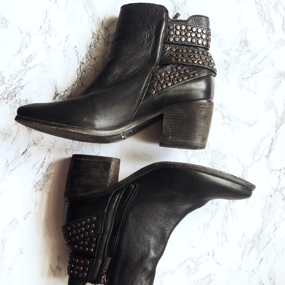 Schutz Black Leather Booties